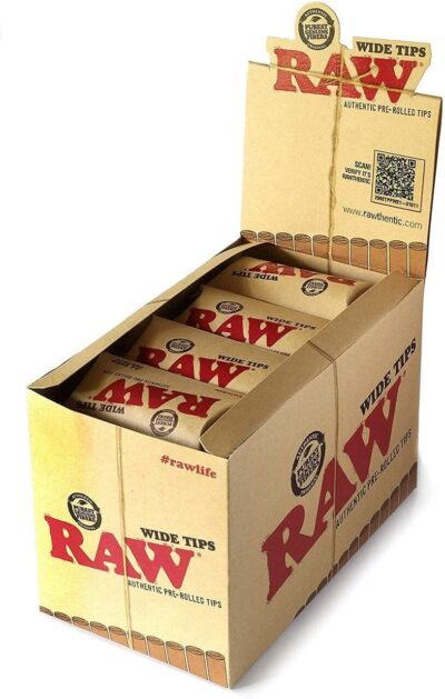 Raw Wide Pre-Rolled Tips – 21 Per Pack