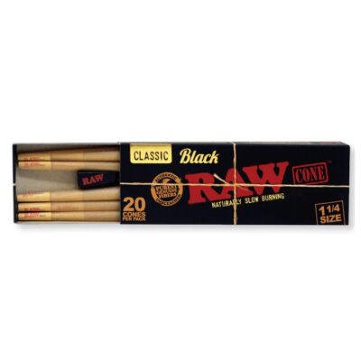 Raw Black Cone 1 ¼ 20pk